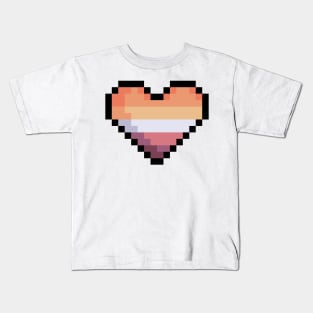 Pixel Lesbian Flag Heart Kids T-Shirt